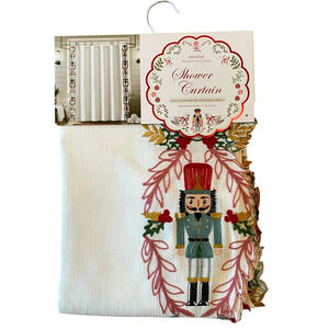 Envogue Embroidered NUTCRACKER Christmas Shower Curtain 72x72 Holiday NEW